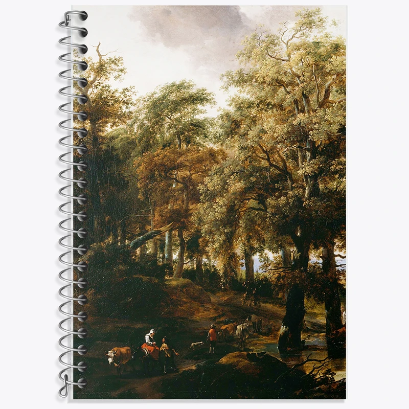 دفتر زبان 50 برگ خندالو مدل دو خط طرح نقاشی جاده ای از میان یک چوب اثر نیکلاس پیترز برچم کد F12321