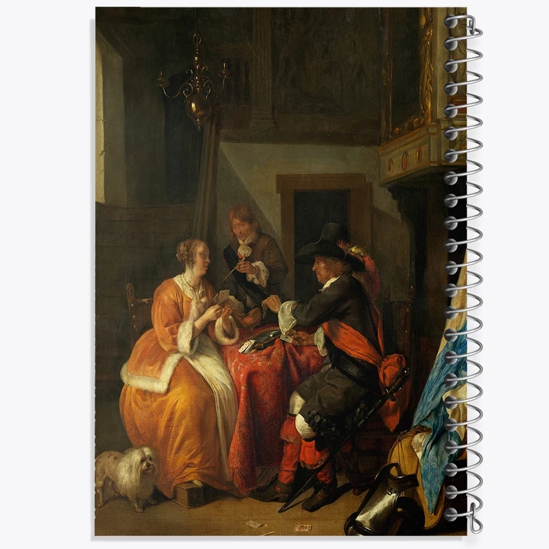 دفتر شطرنجی 50 برگ خندالو طرح نقاشی بازی با ورق اثر گابریل متسو کد F12278