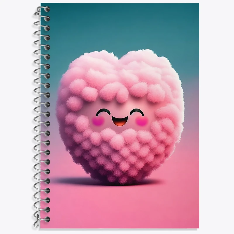 دفتر زبان 50 برگ خندالو مدل دو خط طرح قلب پشمالوی کیوت کد N6168