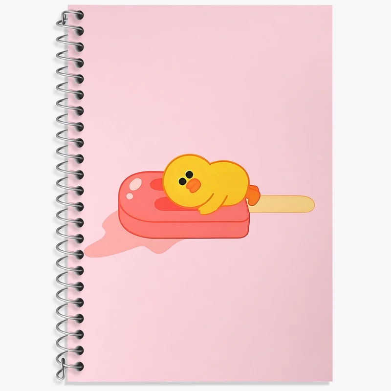 دفتر زبان 50 برگ خندالو مدل سه خط طرح اردک و بستنی کد N6441