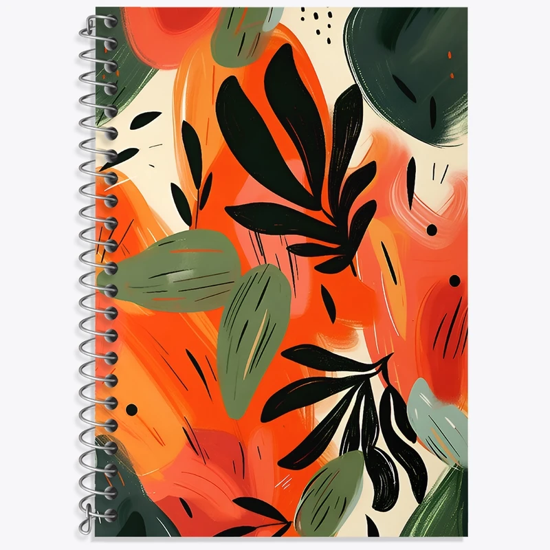 دفتر زبان 50 برگ خندالو مدل سه خط طرح برگ و گیاه کد N7063