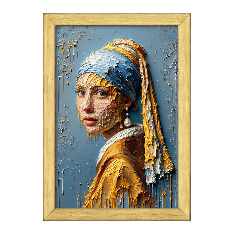 تابلو خندالو طرح دختری با گوشواره مروارید کد F1213