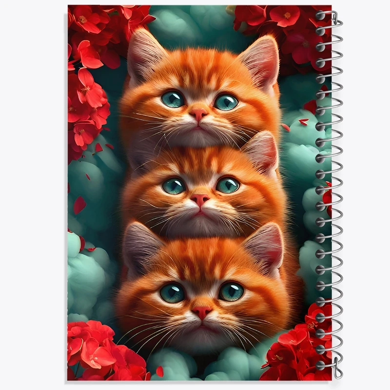 دفتر ژورنال نویسی 50 برگ خندالو مدل نقطه ای طرح گربه های حنایی کد F9892