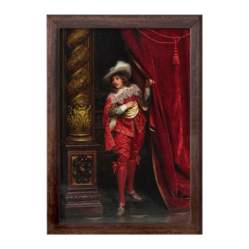 تابلو خندالو طرح نقاشی شوالیه ‌ای با لباس قرمز اثر فردریک سولاکروا کد F12137