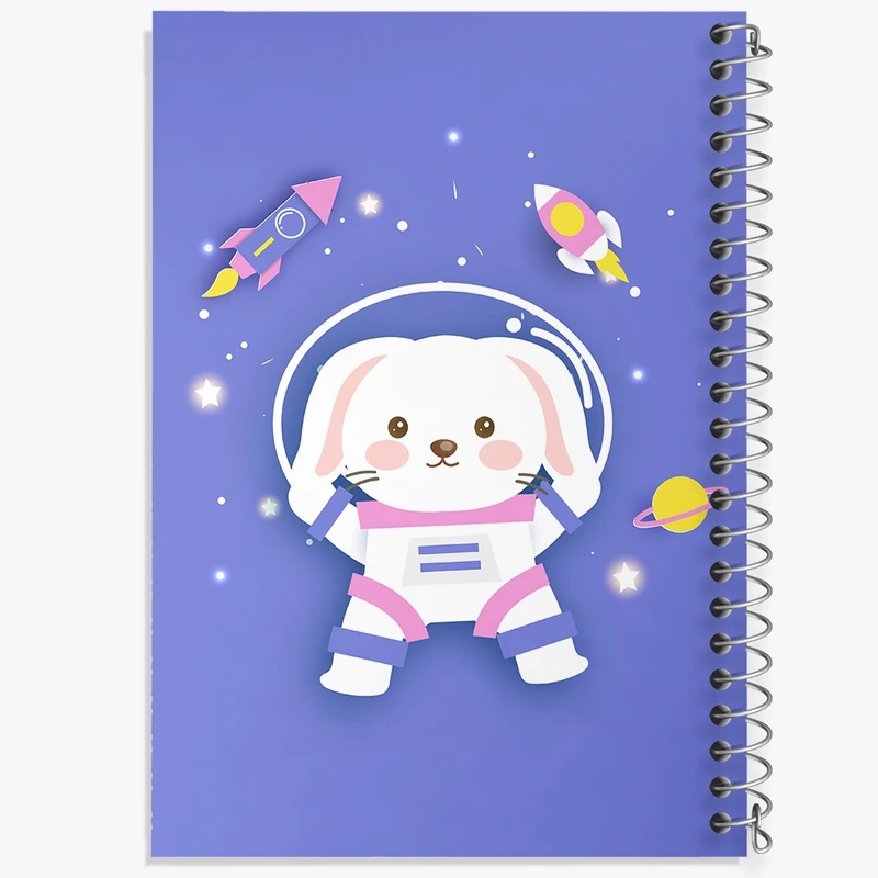 دفتر طراحی 50 برگ خندالو طرح خرگوش فضانورد کد N1310