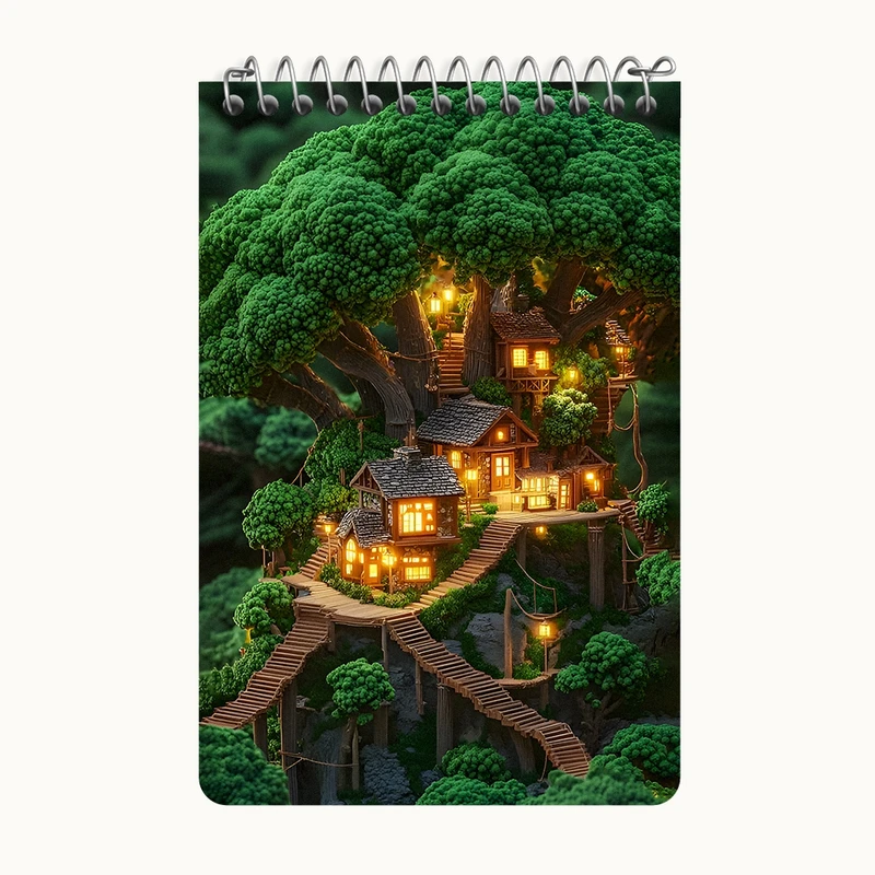 دفتر یادداشت 50 برگ خندالو طرح کلبه های جنگلی کد F12745