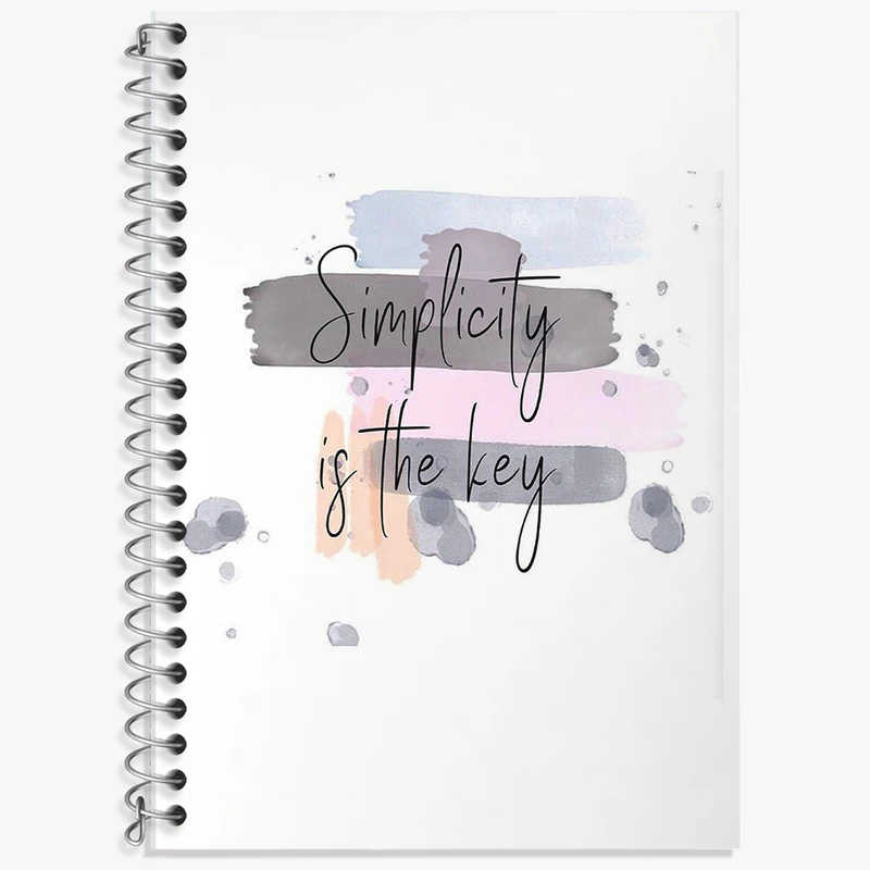 دفتر زبان دوخط 50 برگ خندالو طرح Simplicity If The Key کد F11436