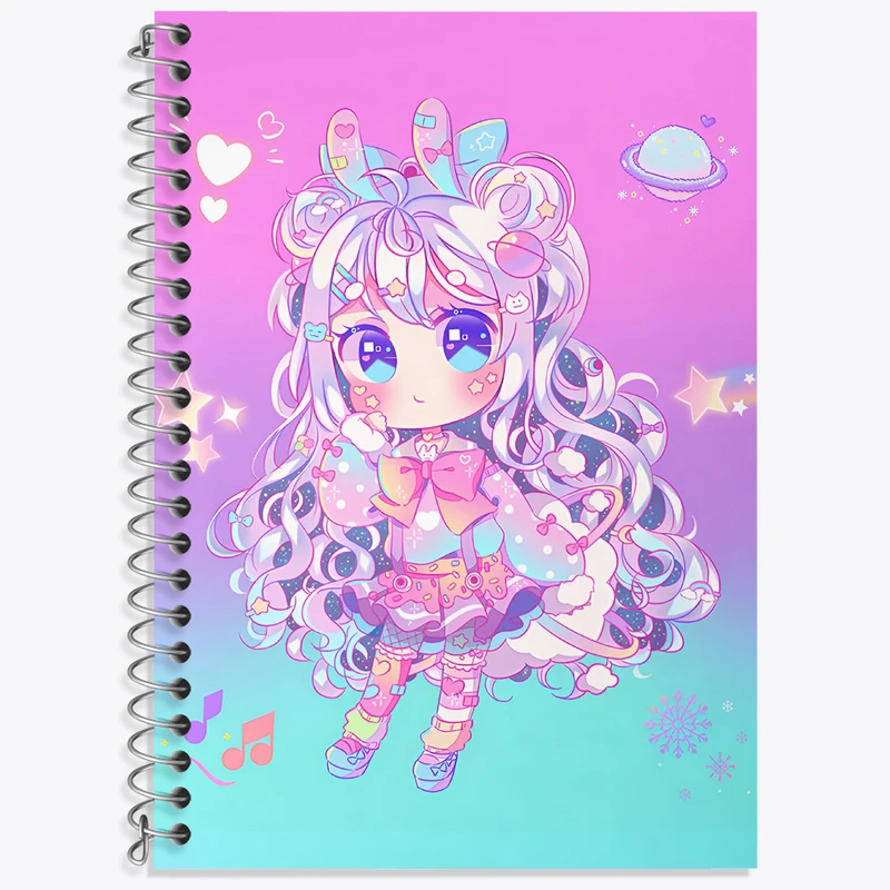 دفتر زبان 50 برگ خندالو مدل دو خط طرح دخترانه کیوت کد N8215