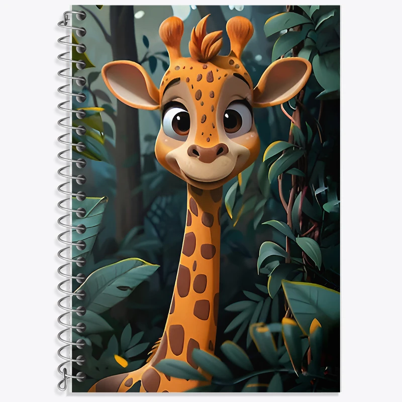 دفتر زبان 50 برگ خندالو مدل دو خط طرح زرافه کیوت کد F8530