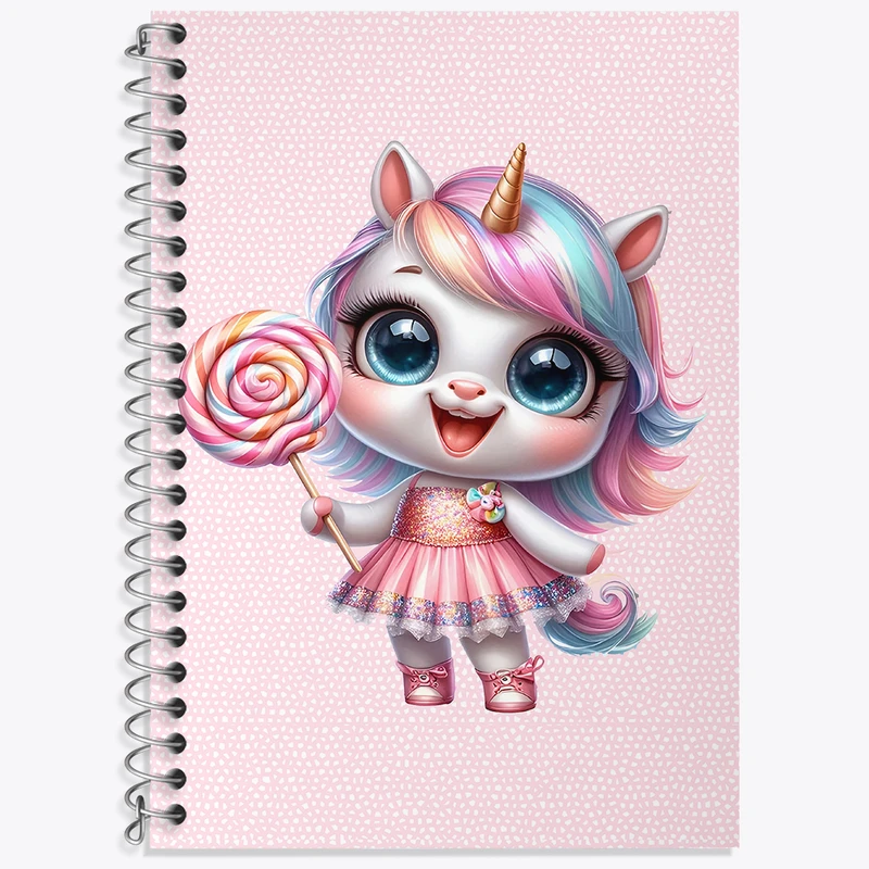 دفتر زبان دوخط 50 برگ خندالو طرح اسب تک شاخ کیوت کد F3616