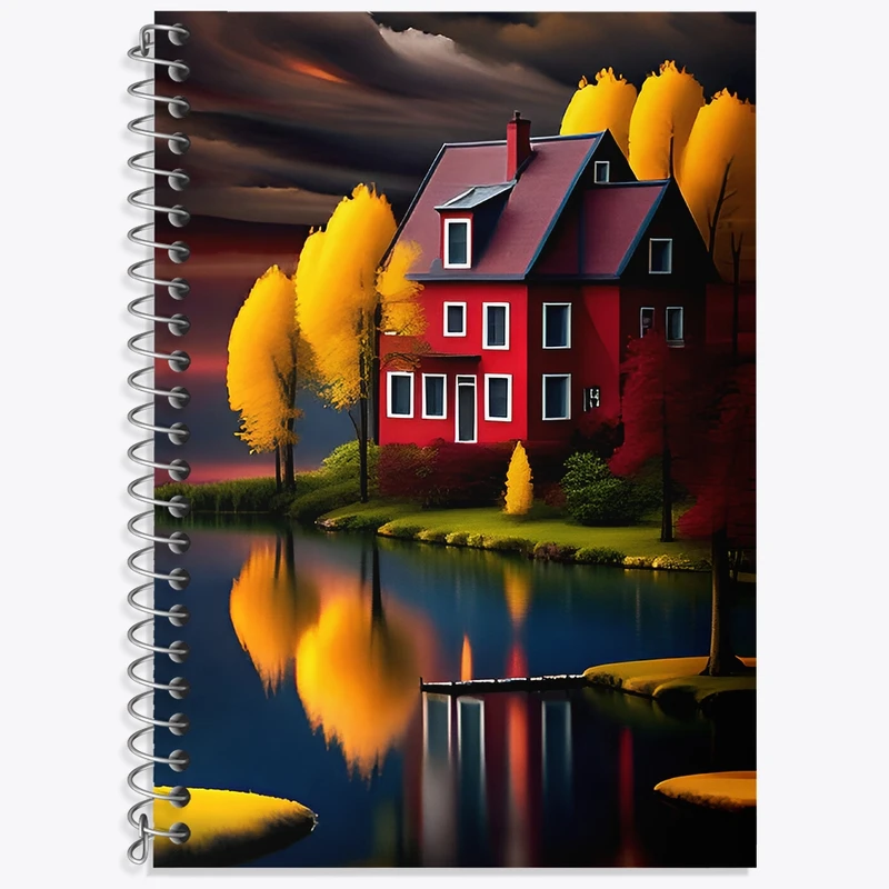 دفتر زبان 50 برگ خندالو مدل سه خط طرح خانه ی زیبا کد F4356