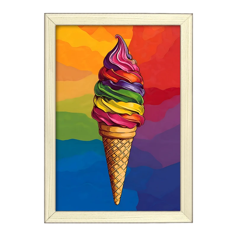 تابلو خندالو طرح بستنی رنگی رنگی کد F9853