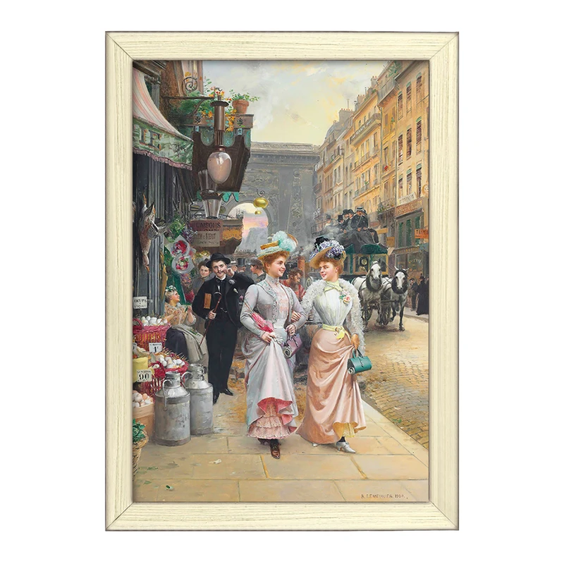 تابلو خندالو طرح نقاشی زنان زیبا در قدم زدن اثر باسیل لمونیه کد F12315