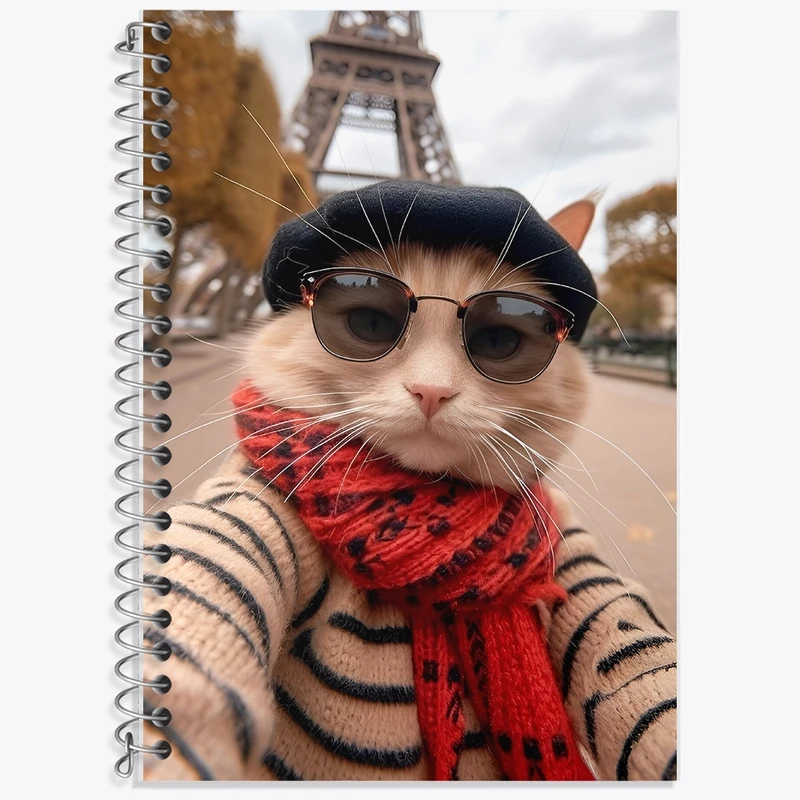 دفتر زبان 50 برگ خندالو مدل سه خط طرح گربه کد F10064