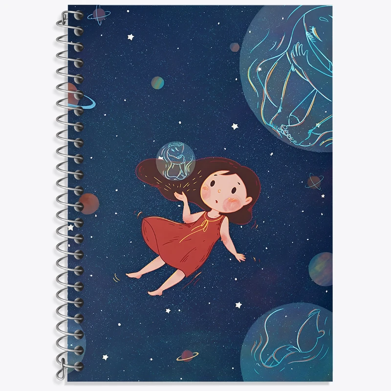 دفتر زبان 50 برگ خندالو مدل دو خط طرح دخترانه کیوت کد N7497