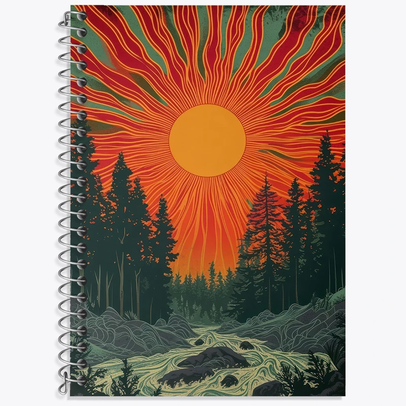 دفتر زبان 50 برگ خندالو مدل سه خط طرح منظره غروب کد F3051