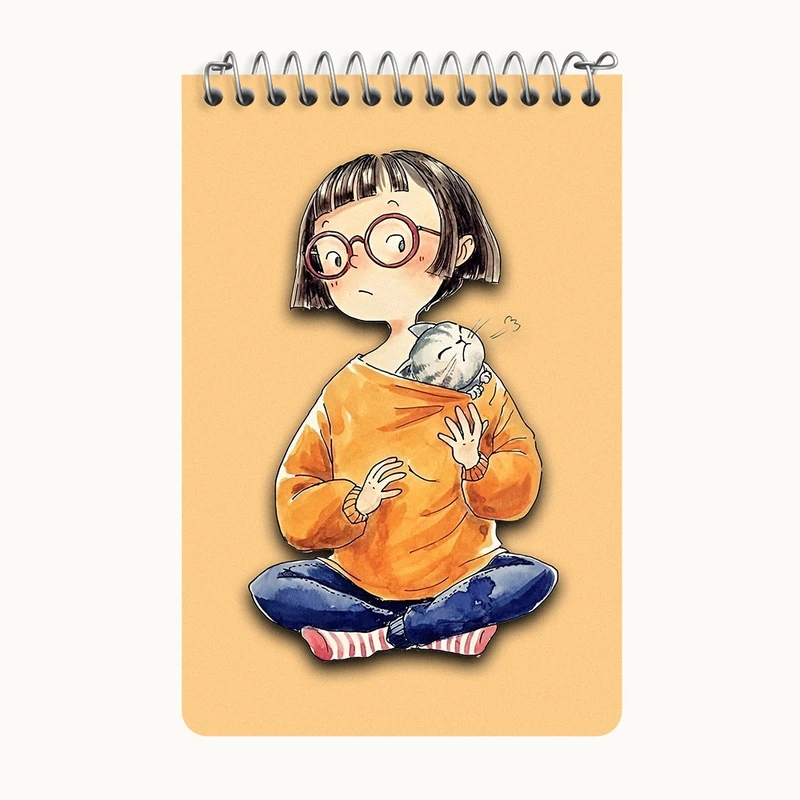 دفتر یادداشت 50 برگ خندالو طرح دختر و گربه بازیگوش کد F10950