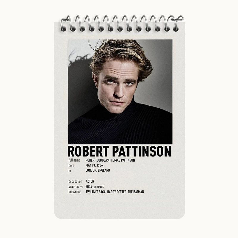 دفتر یادداشت 50 برگ خندالو طرح رابرت پتینسون (Robert Pattinson) کد F13145