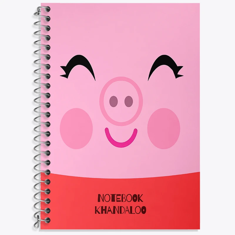 دفتر زبان دوخط 50 برگ خندالو طرح خوک بانمک کد N7206