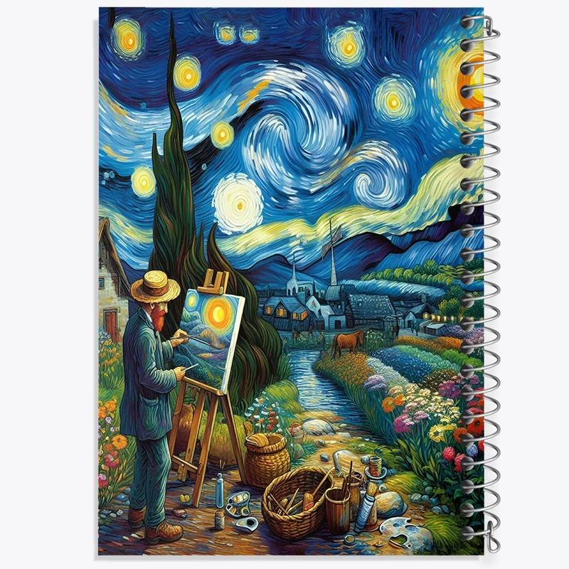 دفتر مشق 50 برگ خندالو طرح ونسان ونگوگ کد F8789