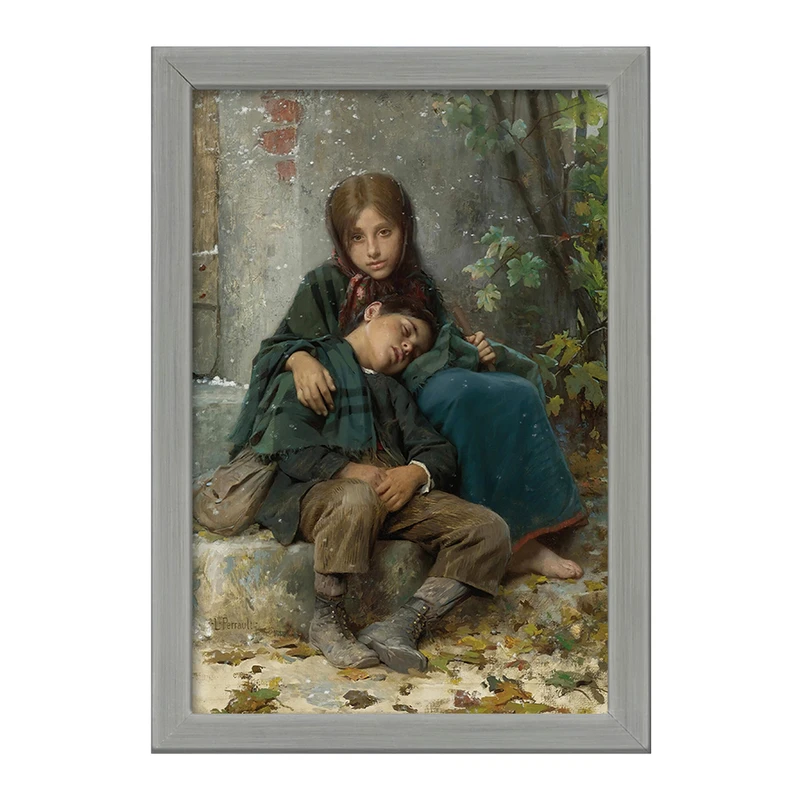 تابلو خندالو طرح نقاشی بیرون در سرما اثر لئون ژان باسیل پررو کد F12371