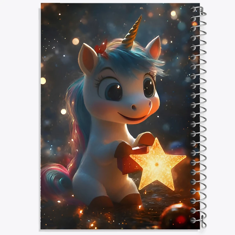 دفتر ژورنال نویسی 50 برگ خندالو مدل نقطه ای طرح اسب تک شاخ کد F9614