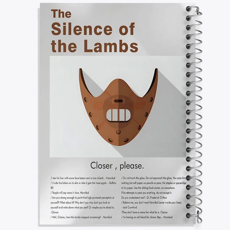 دفتر ژورنال نویسی 50 برگ خندالو مدل نقطه ای طرح سکوت بره‌ها (The Silence of the Lambs) کد F13829