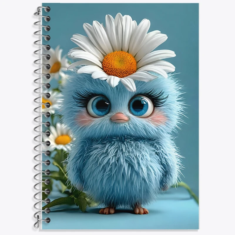 دفتر زبان 50 برگ خندالو مدل سه خط طرح جوجه و گل کد F9897