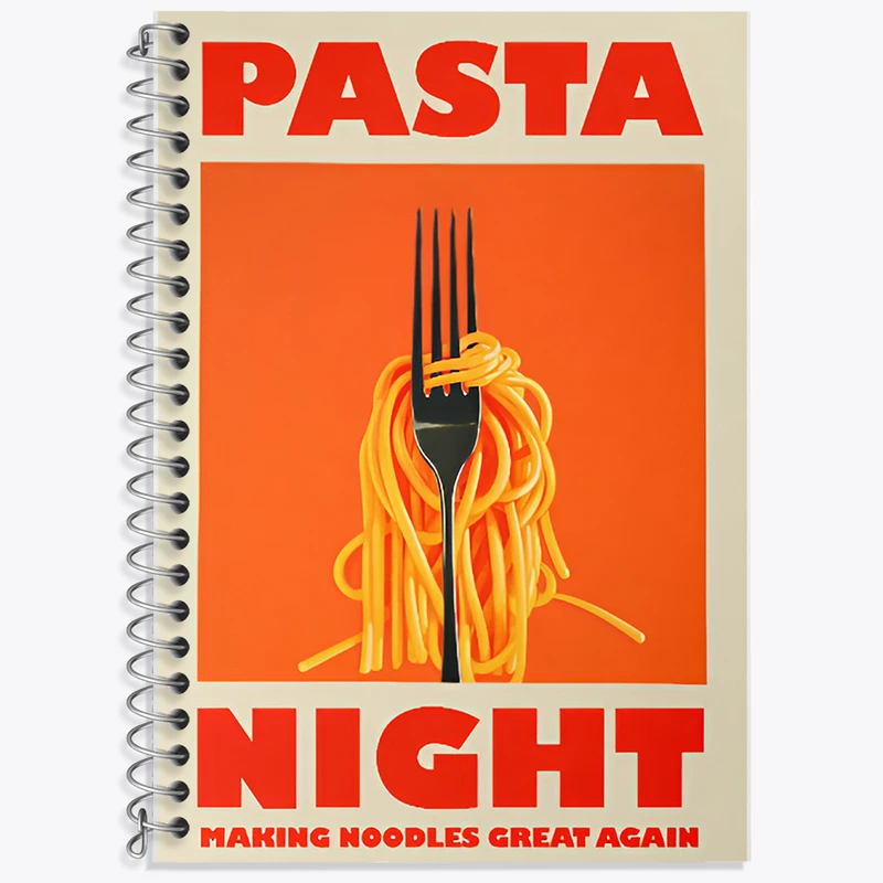 دفتر زبان دوخط 50 برگ خندالو طرح پاستا (Pasta) کد F14145