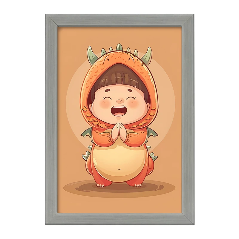 تابلو خندالو طرح دختر اژدهایی کیوت کد F7412