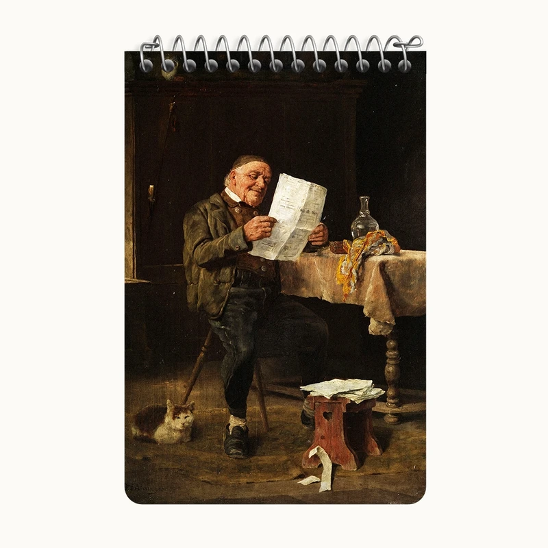 دفتر یادداشت 50 برگ خندالو طرح نقاشی خواندن روزنامه اثر فلیکس شلزینگر کد F12308