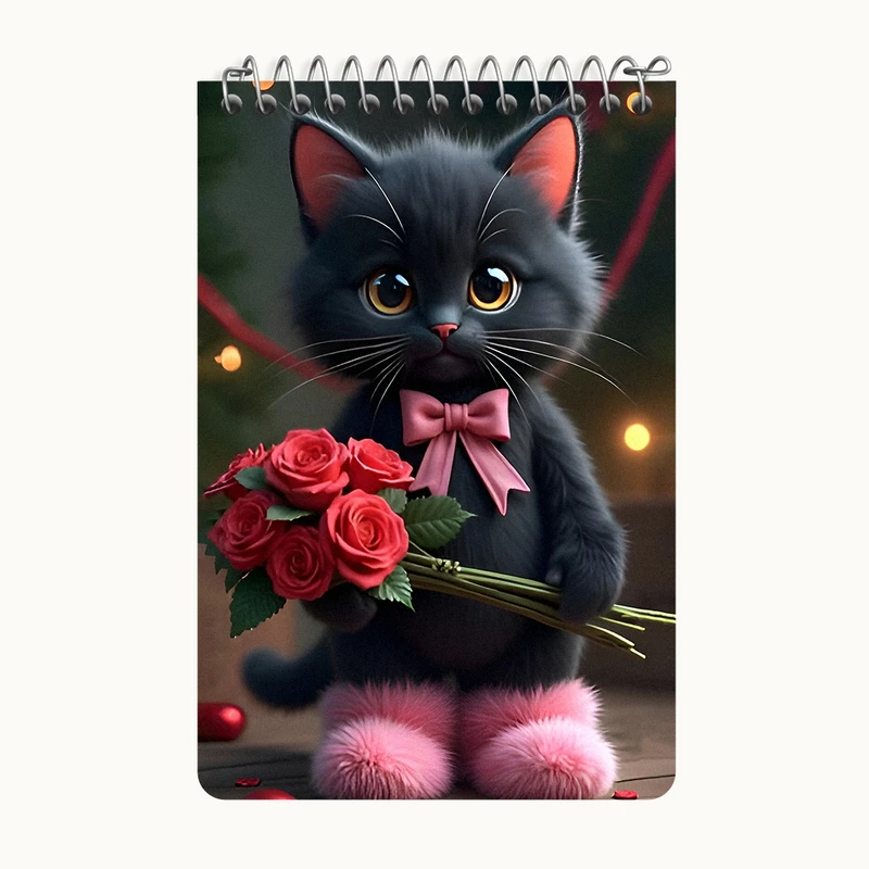 دفتر یادداشت 50 برگ خندالو طرح گربه سیاه بامزه کد F9517