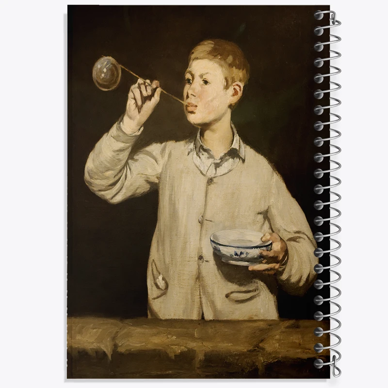 دفتر مشق 100 برگ خندالو طرح نقاشی پسرک حباب می‌سازد اثر ادوار مانه کد F12418