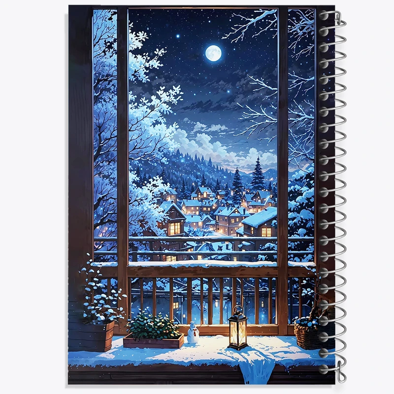 دفتر مشق 50 برگ خندالو طرح منظره برفی کد F8908