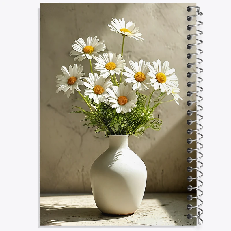 دفتر مشق 100 برگ خندالو طرح گلدان گل بابونه کد F11183