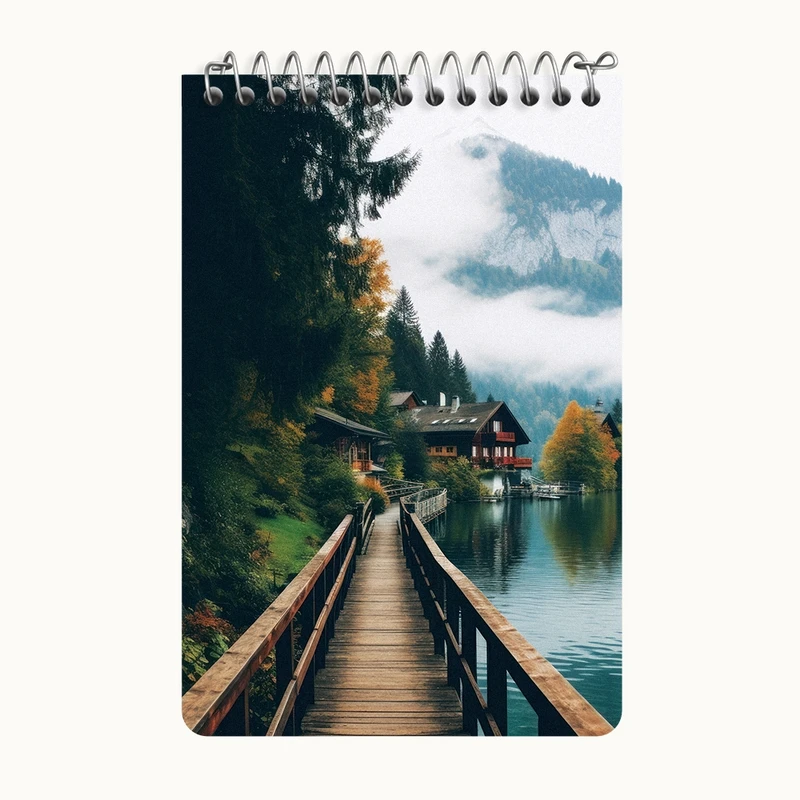 دفتر یادداشت 50 برگ خندالو طرح منظره طبیعت کد F3555