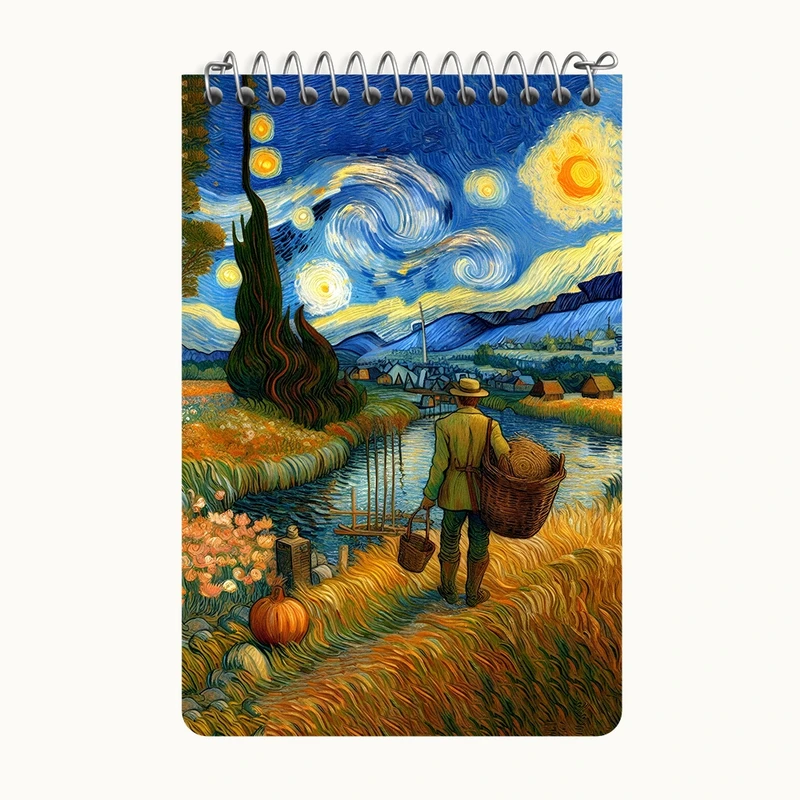 دفتر یادداشت 50 برگ خندالو طرح ونسان ونگوگ کد F8784