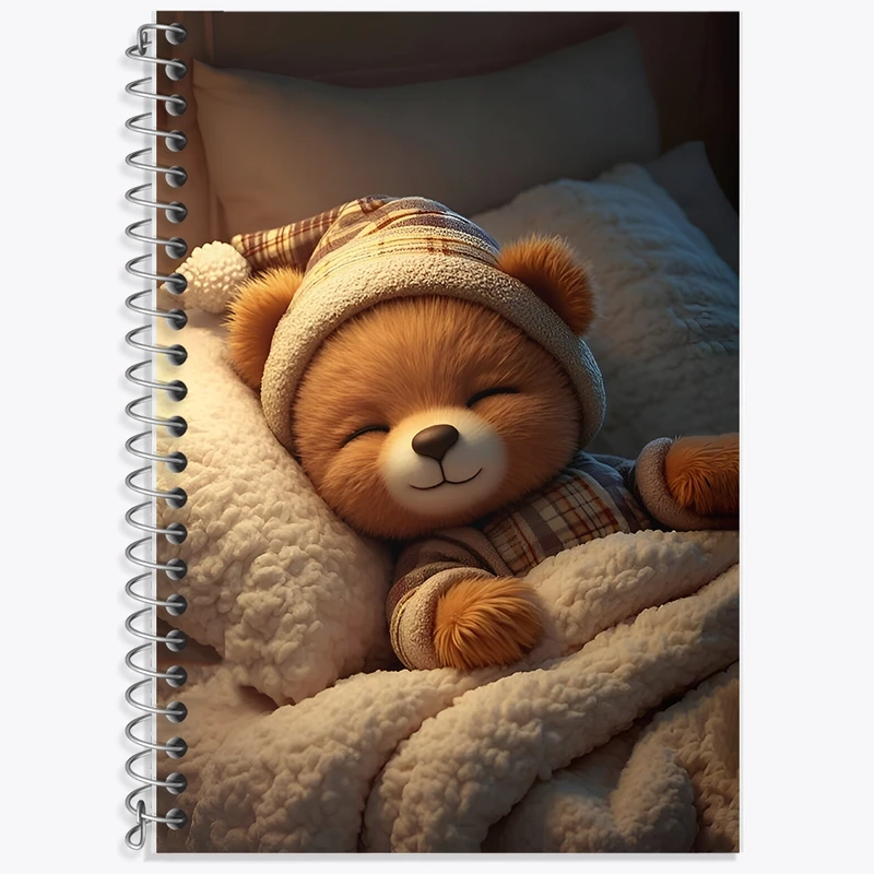 دفتر زبان 50 برگ خندالو مدل سه خط طرح خرس کوچولو کد F9492