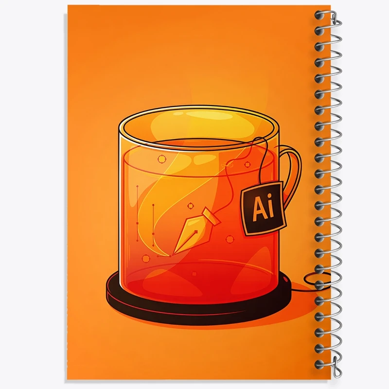 دفتر شطرنجی 50 برگ خندالو طرح فنجان ایلاستریتور کد F8833