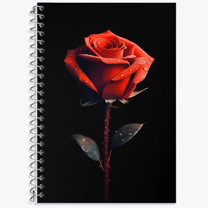 دفتر زبان 50 برگ خندالو مدل دو خط طرح گل رز کد F12014