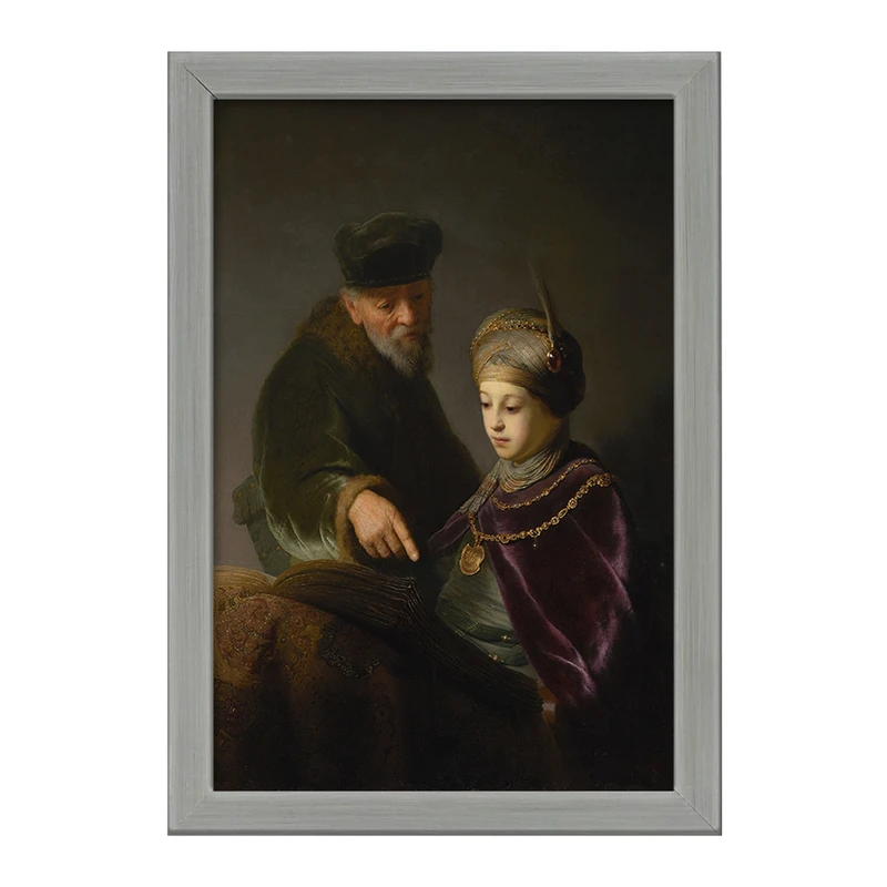 تابلو خندالو طرح نقاشی یک محقق جوان و معلم او اثر رمبرانت کد F12161