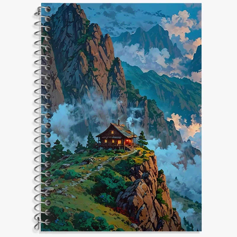 دفتر زبان 50 برگ خندالو مدل سه خط طرح طبیعت کوهستانی کد N7499