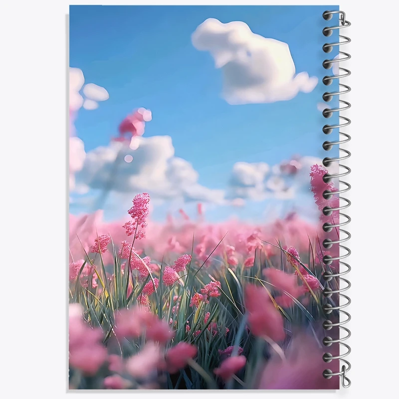 دفتر شطرنجی 50 برگ خندالو طرح منظره گل صورتی کد N6130