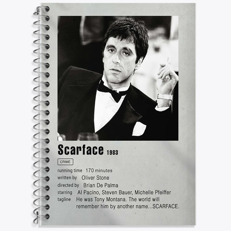 دفتر زبان 50 برگ خندالو مدل دو خط طرح صورت ‌زخمی (Scarface) کد F11305