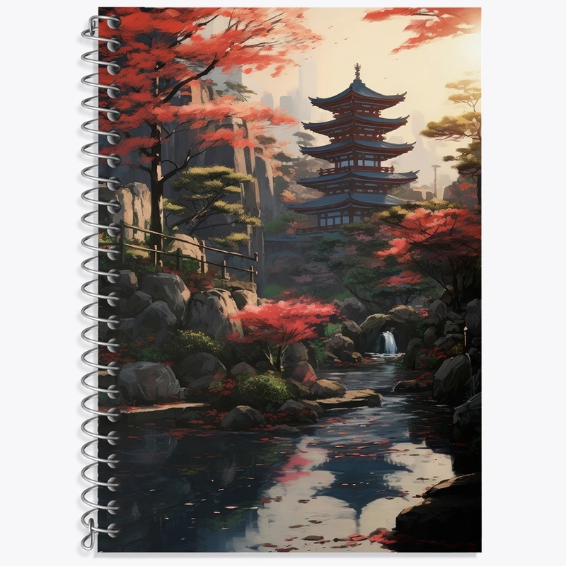 دفتر زبان 50 برگ خندالو مدل سه خط طرح خانه ی ژاپنی کد F3576