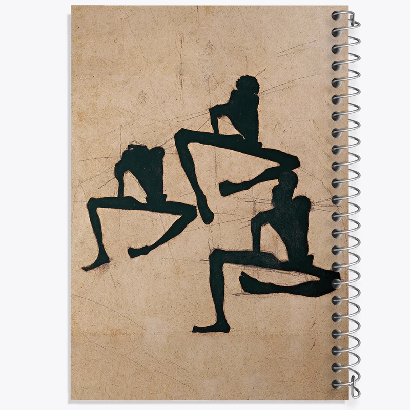 دفتر نقاشی 50 برگ خندالو طرح نقاشی ترکیبب بندی با سه مرد برهنه اثر اگون شیله کد F12512