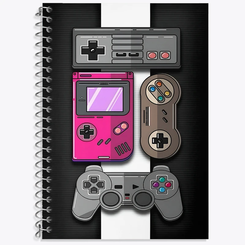 دفتر زبان 50 برگ خندالو مدل دو خط طرح گیمر (Gamer) کد F4926