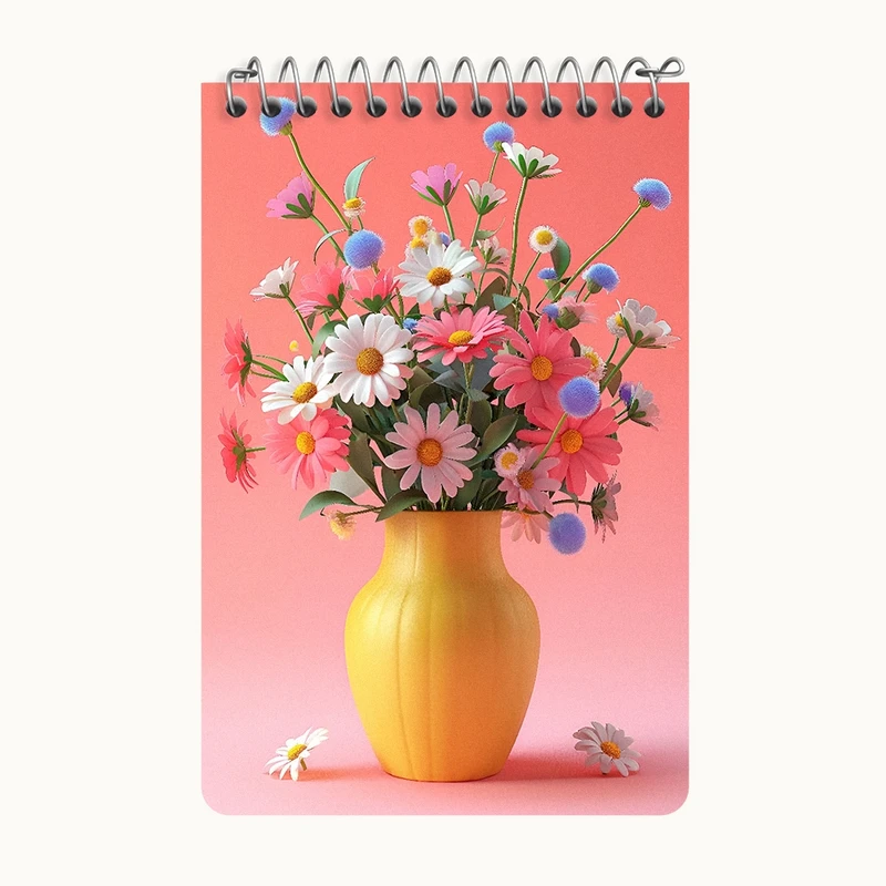 دفتر یادداشت 50 برگ خندالو طرح گلدان گل کد F11184