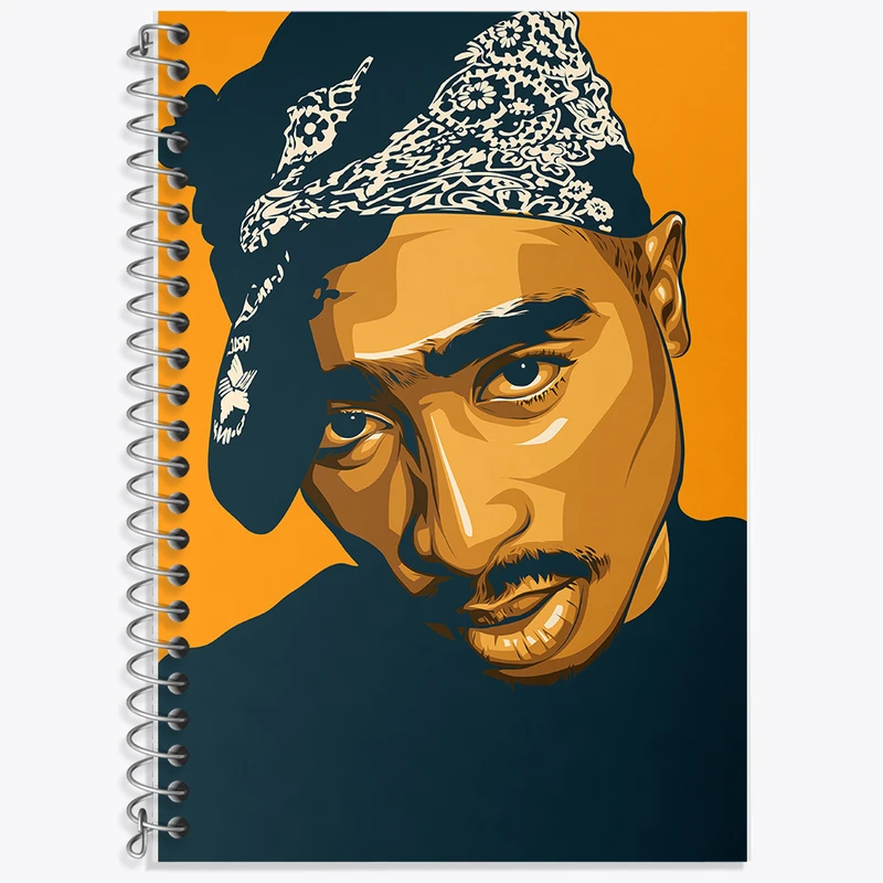 دفتر زبان 50 برگ خندالو مدل دو خط طرح توپاک شکور(Tupac Shakur) کد F10224