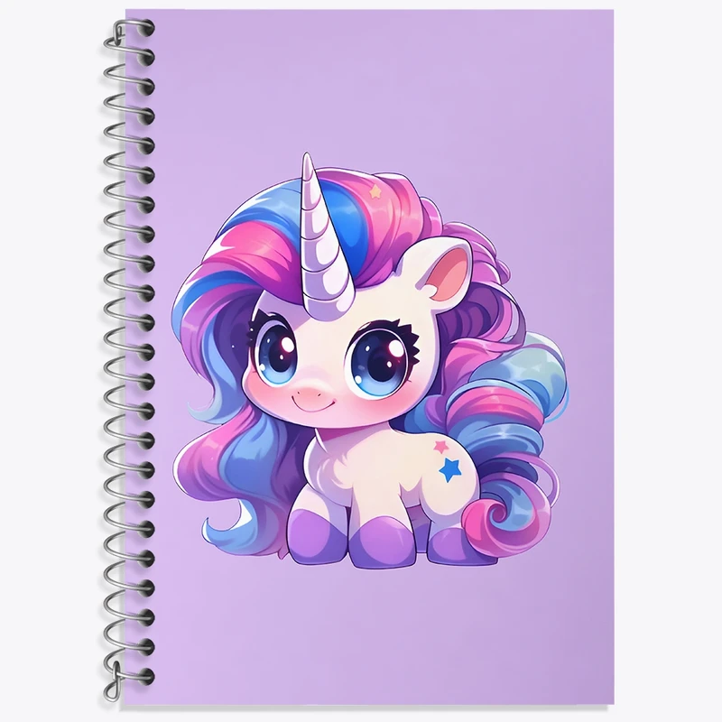 دفتر زبان 50 برگ خندالو مدل سه خط طرح اسب تک شاخ بامزه کد N6722